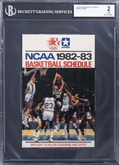 1982-83 NCAA Basketball Schedule Program Featuring Michael Jordan Cover - BGS GOOD 2